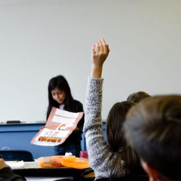 Primary school child presenting to the classroom